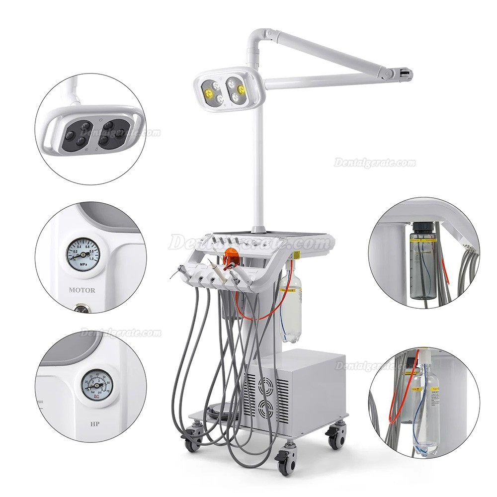 Mobile Dentaleinheit mit Zahnarztlampe, Kompressor, Scaler und Aush&auml;rtungslampe